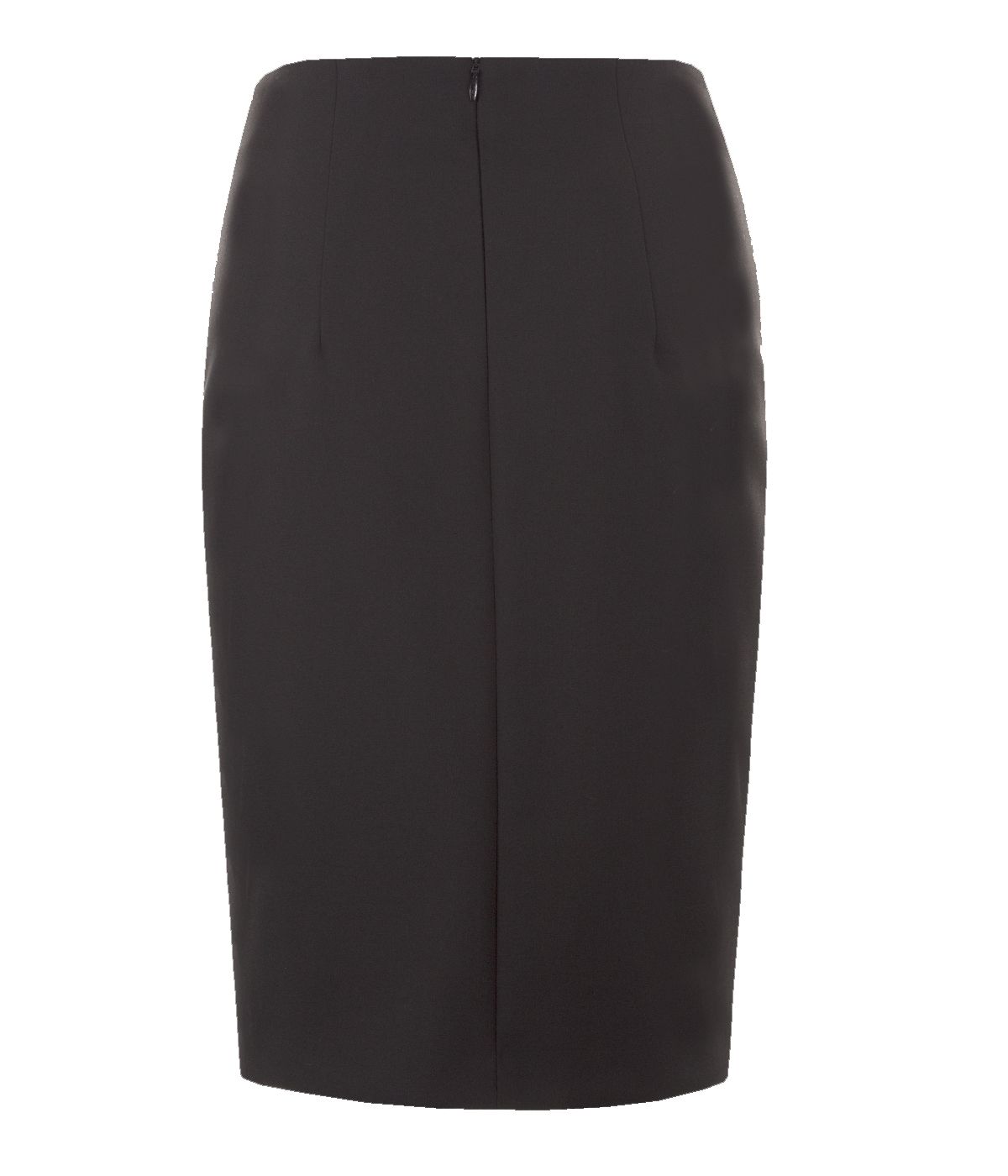 Pencil skirt with front slit, diagonal seam and decorative buckle on the waistline 1